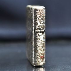 Zippo Bạc Khối Vintage Chặt Góc Khắc Rồng Mây BK72