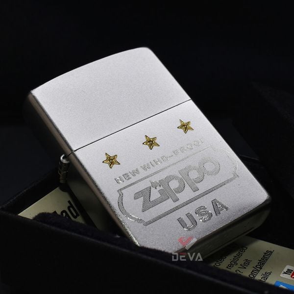 Zippo Satin Khắc New Wind-proof Zippo Kèm Ngôi Sao Vàng ZK21