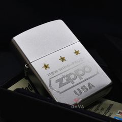 Zippo Satin Khắc New Wind-proof Zippo Kèm Ngôi Sao Vàng ZK21