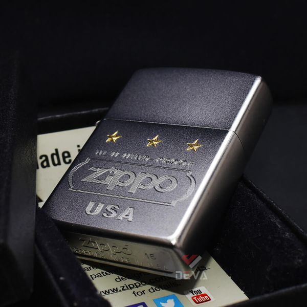 Zippo Satin Khắc New Wind-proof Zippo Kèm Ngôi Sao Vàng ZK21