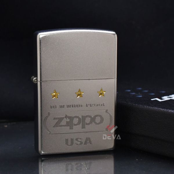 Zippo Satin Khắc New Wind-proof Zippo Kèm Ngôi Sao Vàng ZK21