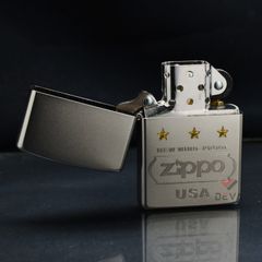Zippo Satin Khắc New Wind-proof Zippo Kèm Ngôi Sao Vàng ZK21