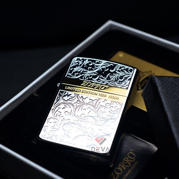 Bật lửa Zorro hoa văn Venetian viền ngang mạ vàng giới hạn Z92067