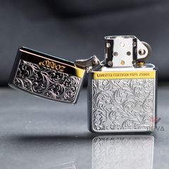 Bật lửa Zorro hoa văn Venetian viền ngang mạ vàng giới hạn Z92067