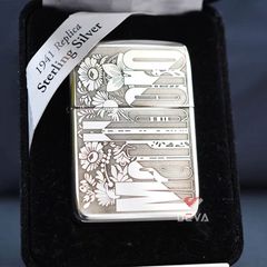 Zippo Bạc Khối Tái Bản 1941 Khắc Chủ Đề Thương Hiệu Marlboro BK54