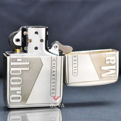 Zippo Bạc Khối Tái Bản 1941 Khắc Chủ Đề Thương Hiệu Marlboro BK54
