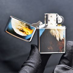 Zippo Mạ Chrome Bạc Bóng In Hình Chim Ưng Eagle Z99