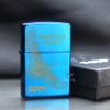 Zippo Sơn Xanh Sapphire Khắc Đại Bàng American Eagle ZK110