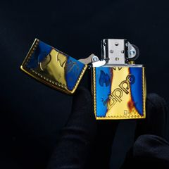 Zippo Đồng Cháy Khắc Chìm Logo Và Ngọn Lửa Zippo ZN314
