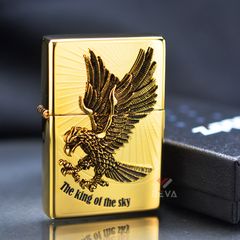 Zippo Vintage Mạ Vàng Ốp Emblem Đại Bàng Tung Cánh ZN144