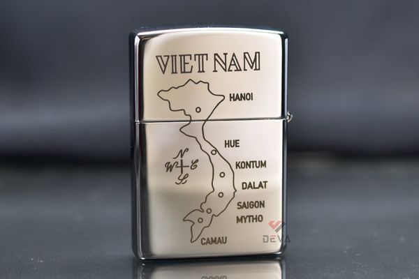 Zippo Mẫu Lính Mỹ Khắc Tay Bản Đồ Việt Nam ZK56