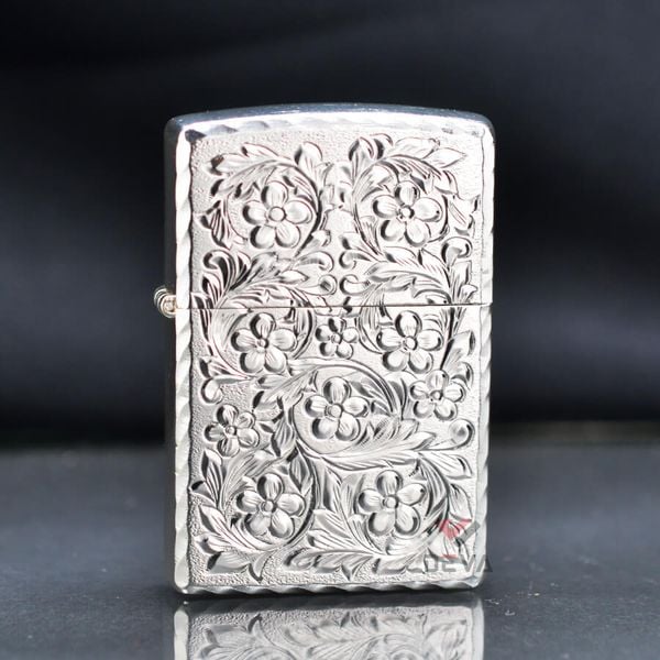 Zippo Mỹ chính hãng mạ vàng khắc sâu hoa mơ Umehana Z225