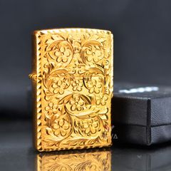 Zippo Mỹ chính hãng mạ vàng khắc sâu hoa mơ Umehana Z225