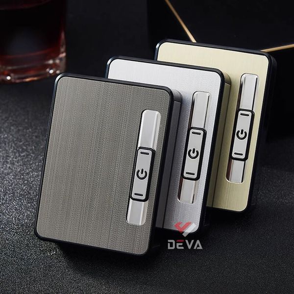 Hộp đựng thuốc lá Focus loại 10 điếu size 6.5mm kèm bật lửa điện nhiệt JD YH060