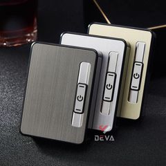 Hộp đựng thuốc lá Focus loại 10 điếu size 6.5mm kèm bật lửa điện nhiệt JD YH060