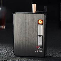 Hộp đựng thuốc lá Focus loại 10 điếu size 6.5mm kèm bật lửa điện nhiệt JD YH060