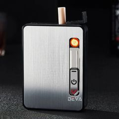 Hộp đựng thuốc lá Focus loại 10 điếu size 6.5mm kèm bật lửa điện nhiệt JD YH060