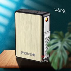 Hộp đựng thuốc lá Focus chứa 20 điếu loại 6.5mm kèm bật lửa điện nhiệt JD YH065