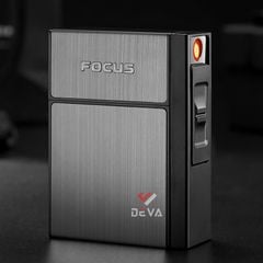 Hộp đựng thuốc  Focus 20 điếu 6.5mm kèm bật lửa JD YH035