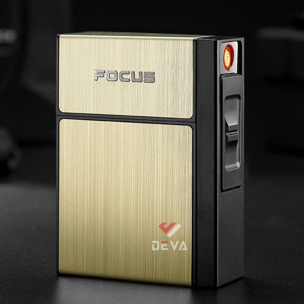 Hộp đựng thuốc  Focus 20 điếu 6.5mm kèm bật lửa JD YH035