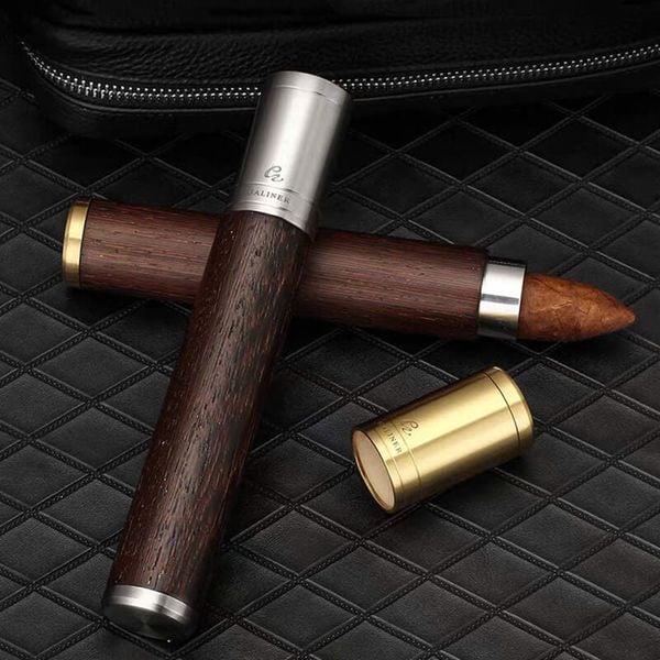 Ống đựng xì gà 1 điếu bọc gỗ  LB HY2