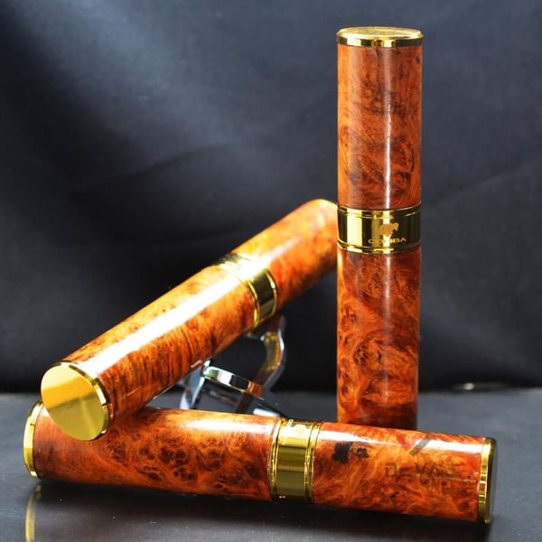 Ống đựng Xì Gà 1 điếu gỗ nu hoa huyết long OG01