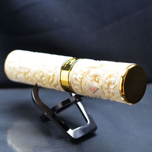 Ống xương đựng Cigar 1 điếu cao cấp khắc nổi tứ linh OX01