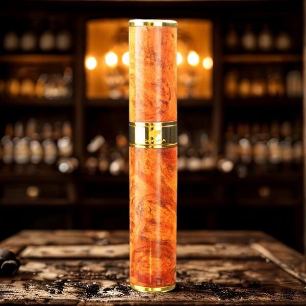 Ống đựng Xì Gà 1 điếu gỗ nu hoa huyết long OG01
