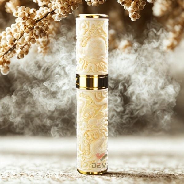 Ống xương đựng Cigar 1 điếu cao cấp khắc nổi tứ linh OX01