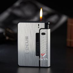 Hộp đựng thuốc lá Focus chứa 10 điếu thuốc loại 6.5mm kèm bật lửa JD-YH001