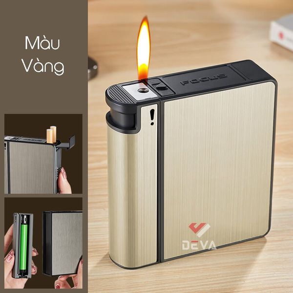 Hộp đựng thuốc lá Focus nguyên bao 20 điếu loại 6.5mm kèm bật lửa JD YH103