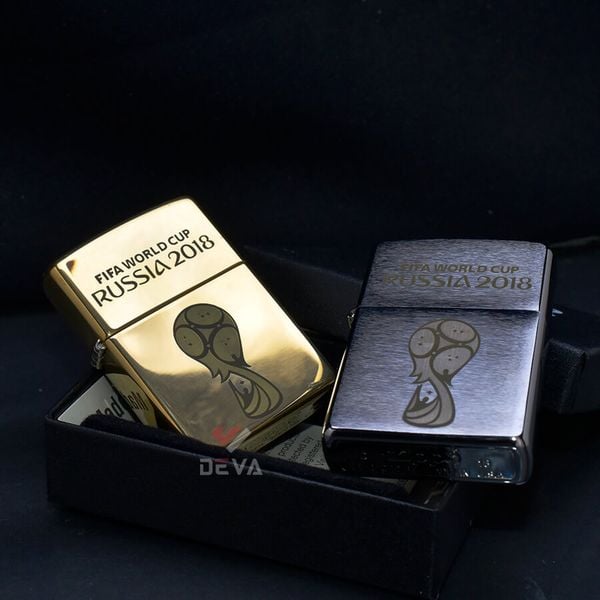 Zippo Khắc Laser Logo Cúp Bóng Đá Thế Giới World Cup 2018 Russia ZK24