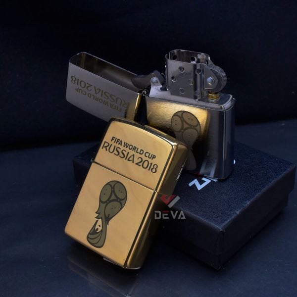 Zippo Khắc Laser Logo Cúp Bóng Đá Thế Giới World Cup 2018 Russia ZK24