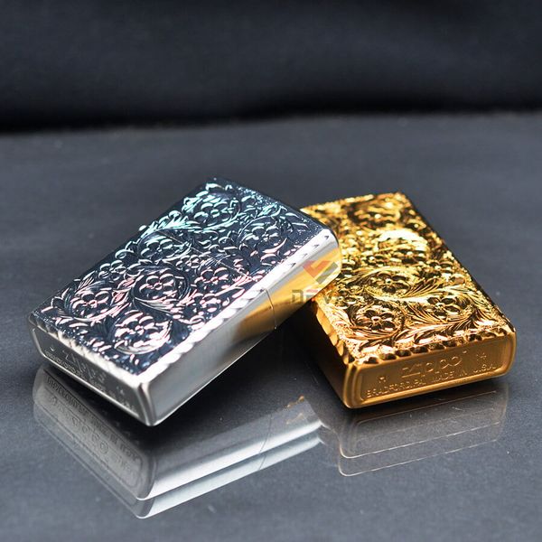 Zippo Mỹ chính hãng mạ vàng khắc sâu hoa mơ Umehana Z225