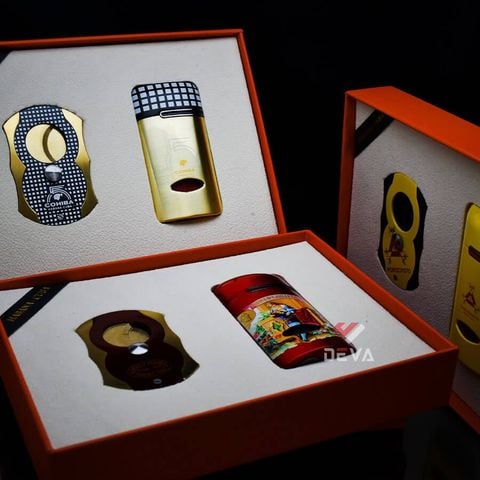 Set phụ kiện Cigar 2 món bật lửa và dao cắt GF 002