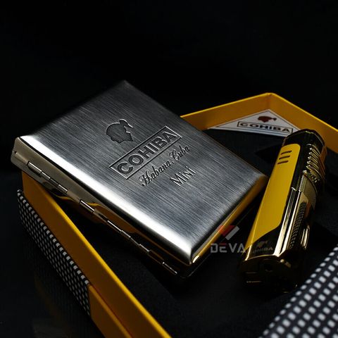 Set phụ kiện Cigar 2 món bật lửa và hộp đựng thuốc Cohiba HB YH 990