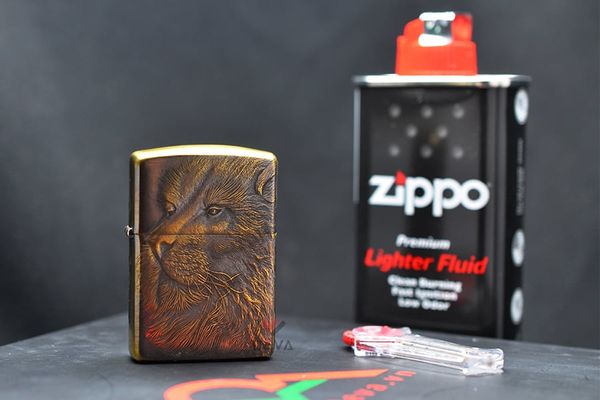 Set Zippo Armor Khắc Nổi Sư Tử 3D ZD62