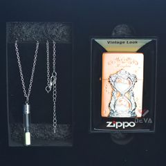 Set Zippo Vintage Đồng Đỏ Chủ Đề Đồng Hồ Cát Thời Gian ZN121