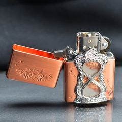 Set Zippo Vintage Đồng Đỏ Chủ Đề Đồng Hồ Cát Thời Gian ZN121
