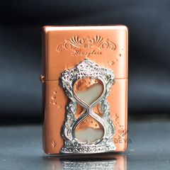 Set Zippo Vintage Đồng Đỏ Chủ Đề Đồng Hồ Cát Thời Gian ZN121