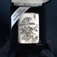 Zippo Bạc Khối Tái Bản 1941 Hình Hổ Núi BK45