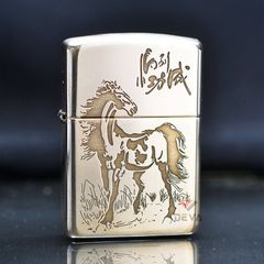 Zippo Bạc Khối Armor Bản Giới Hạn Hình Ngựa BK21