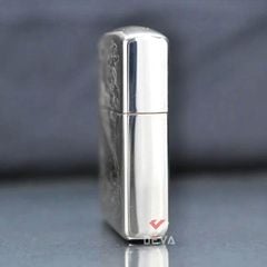 Zippo Bạc Khối Armor Khắc Cá Chép Đầm Sen BK61