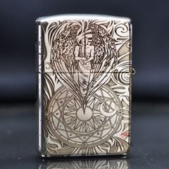 Zippo Bạc Khối Hoa Văn Thiên Thần Hộ Mệnh BK20