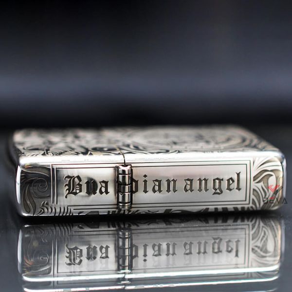 Zippo Bạc Khối Hoa Văn Thiên Thần Hộ Mệnh BK20