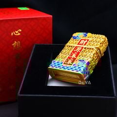 Zippo Bọc Lưới Đồng Tiền Mạ Vàng Chủ Đề Thần Tài Đến ZN85