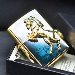 Zippo Nhật Mạ vàng ốp ngựa nổi sơn màu ZN12