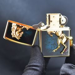 Zippo Nhật Mạ vàng ốp ngựa nổi sơn màu ZN12