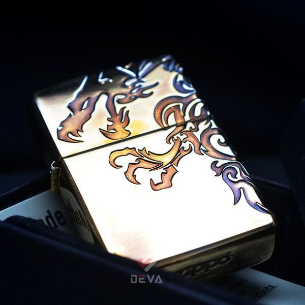 Zippo Đồng Hun Khói Khắc Chìm Rồng Lửa ZN40