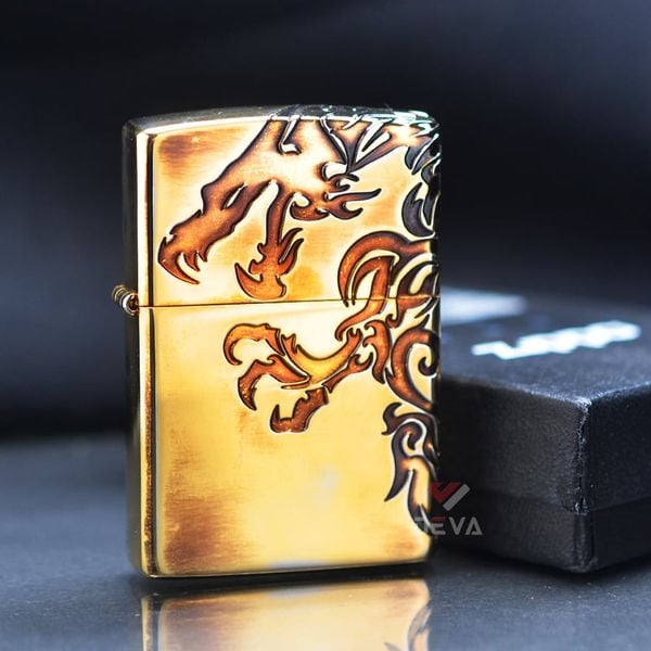 Zippo Đồng Hun Khói Khắc Chìm Rồng Lửa ZN40
